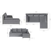 Canapé d'angle en tissu gris clair convertible GIOCO