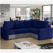Canapé lit angle à droite bleu et gris CONORA