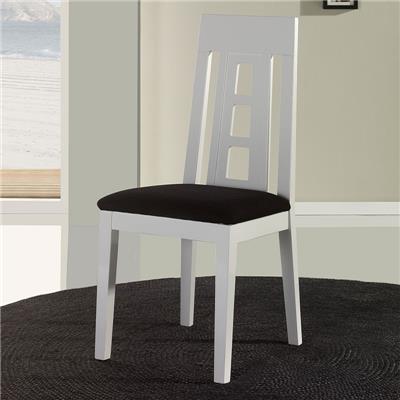 Chaise en bois blanc avec coussin noir PAPEL (lot de 2)