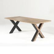 Table à manger 180 cm couleur chêne clair et noir CUSTOZA