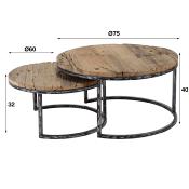 Table gigogne en bois et métal KENTUCKY